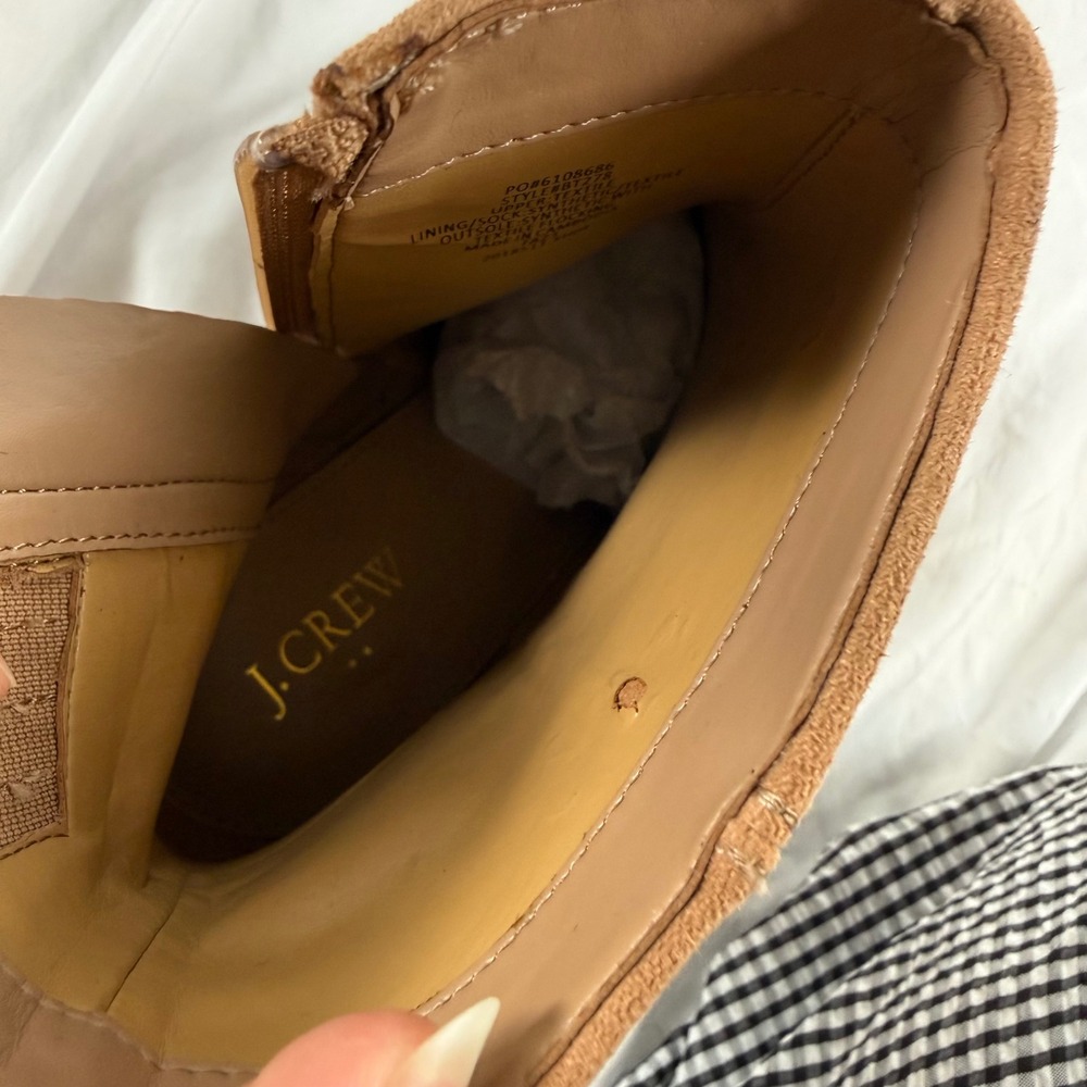 J.Crew Womens Tan Faux Suede Block Heel Ankle Casual Fall Booties Size 9.5 - Picture 7 of 8